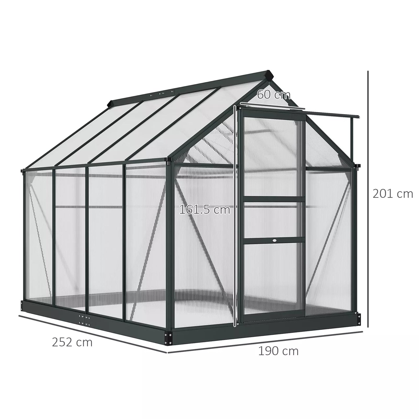 Polycarbonate Greenhouse Large Walk-In Greenhouse with Slide Door and Windows