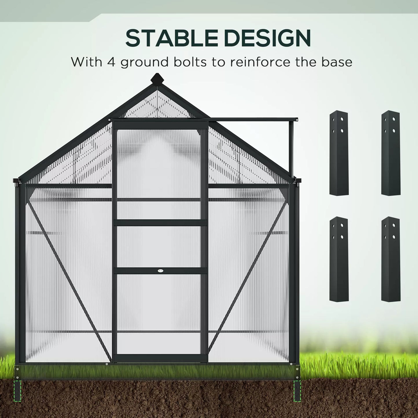 Polycarbonate Greenhouse Large Walk-In Greenhouse with Slide Door and Windows