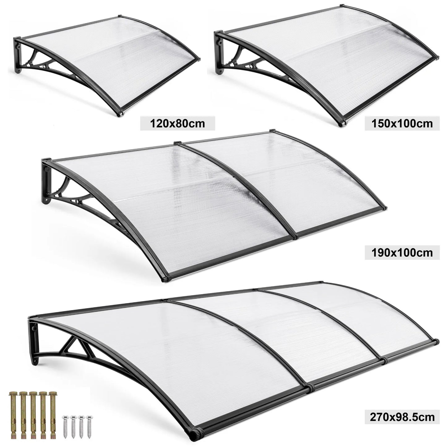 Door Canopy Awning Shelter - Front/Back Porch Outdoor Shade, Patio Roof Rain Cover