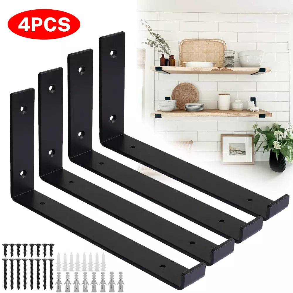 4 Pack Heavy Duty Metal Floating Shelf Brackets (20CM) for Wall Support and Hanging