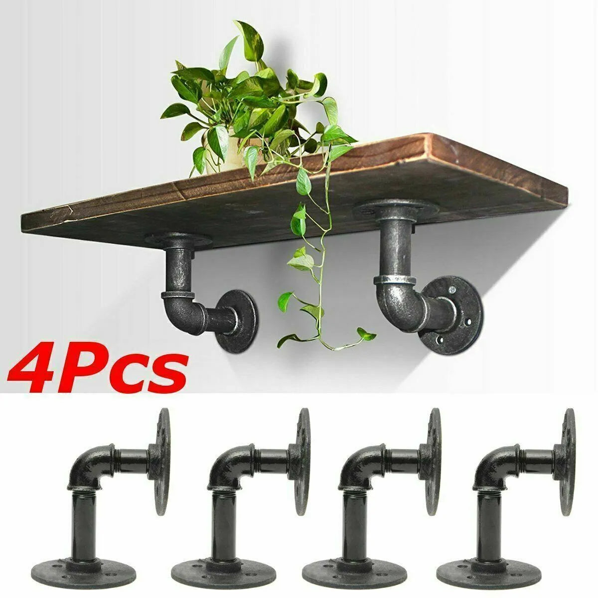 4 Pack Heavy Duty Metal Floating Shelf Brackets (20CM) for Wall Support and Hanging