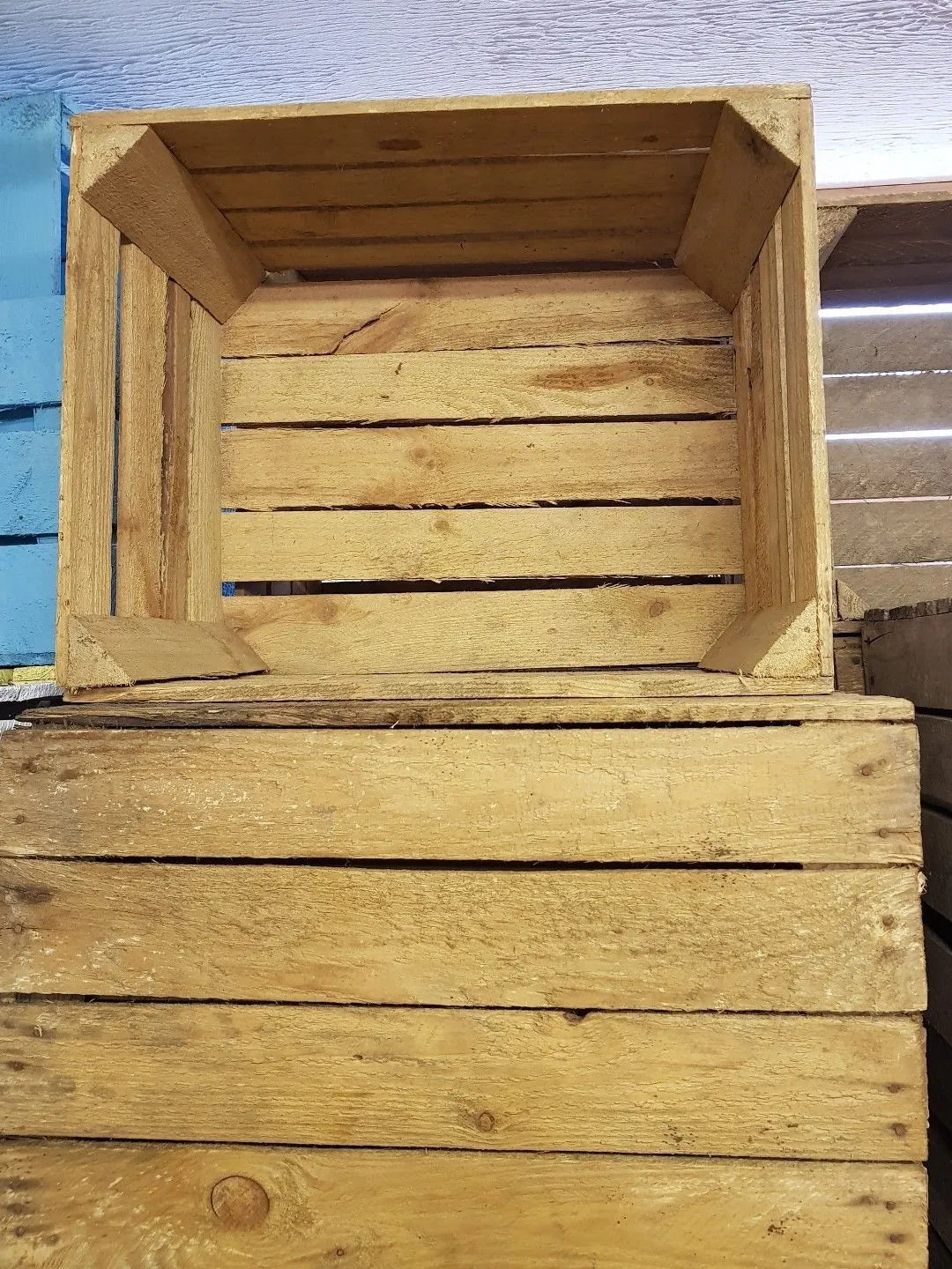 Antique Reclaimed Rustic French Apple Boxes "Bushel Crates"