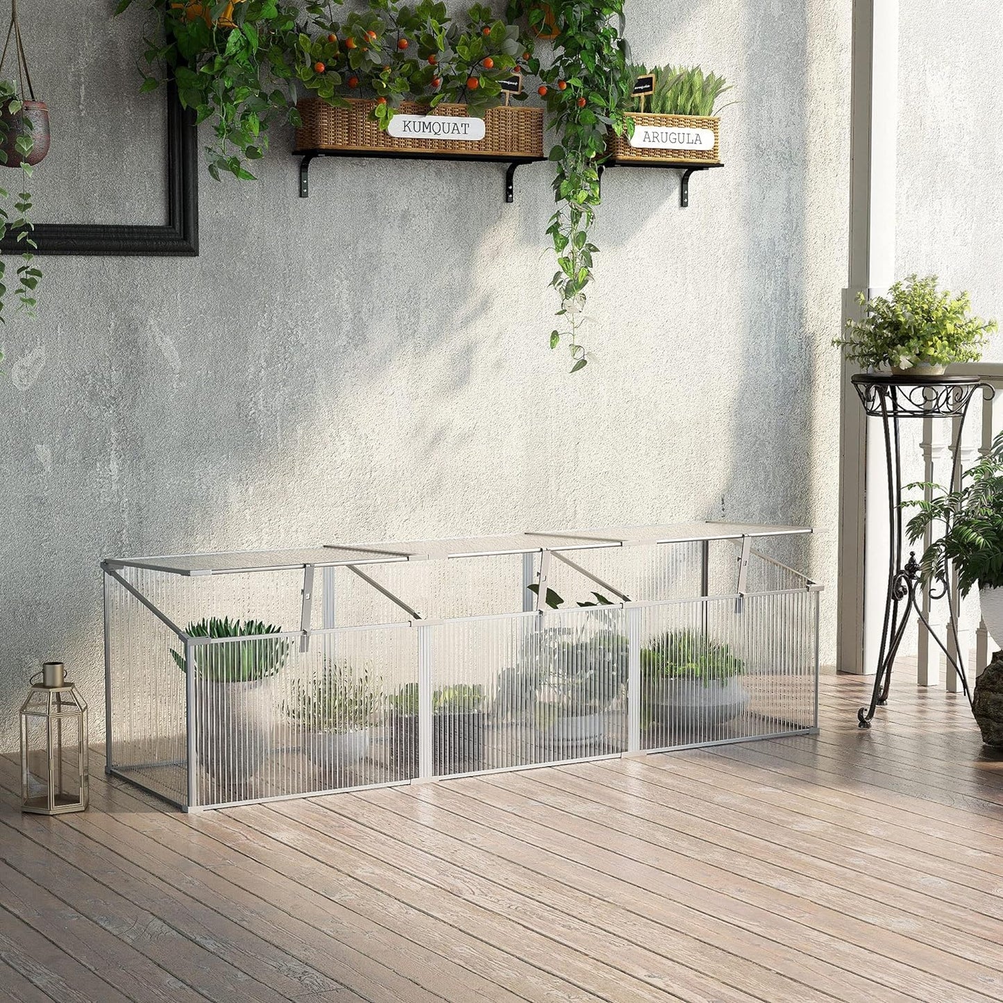 Aluminium Greenhouse Plants Raised Bed Vented Cold Frame Transparent