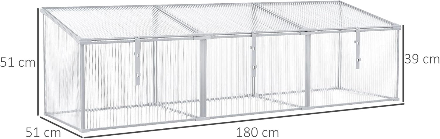 Aluminium Greenhouse Plants Raised Bed Vented Cold Frame Transparent