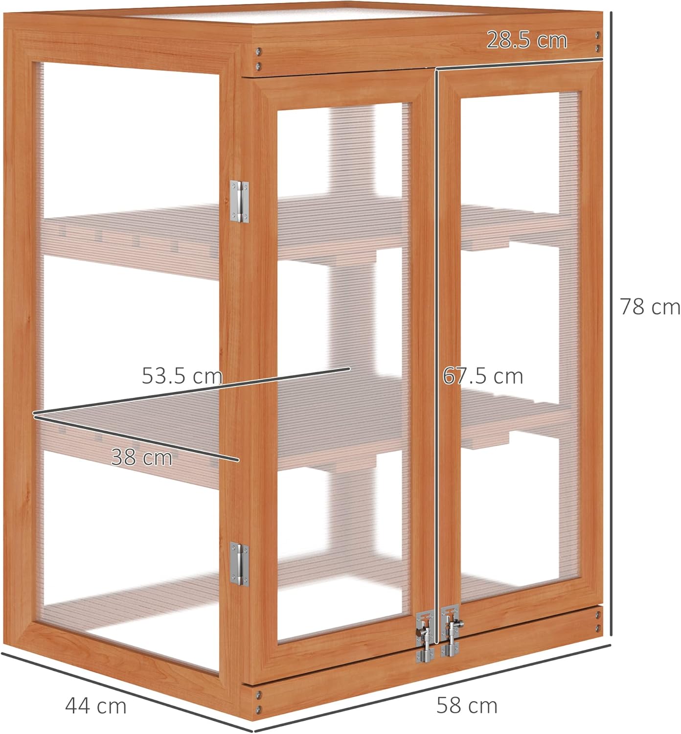 3-tier Wood Greenhouse Plant Storage Shelf Garden Cold Frame Grow House