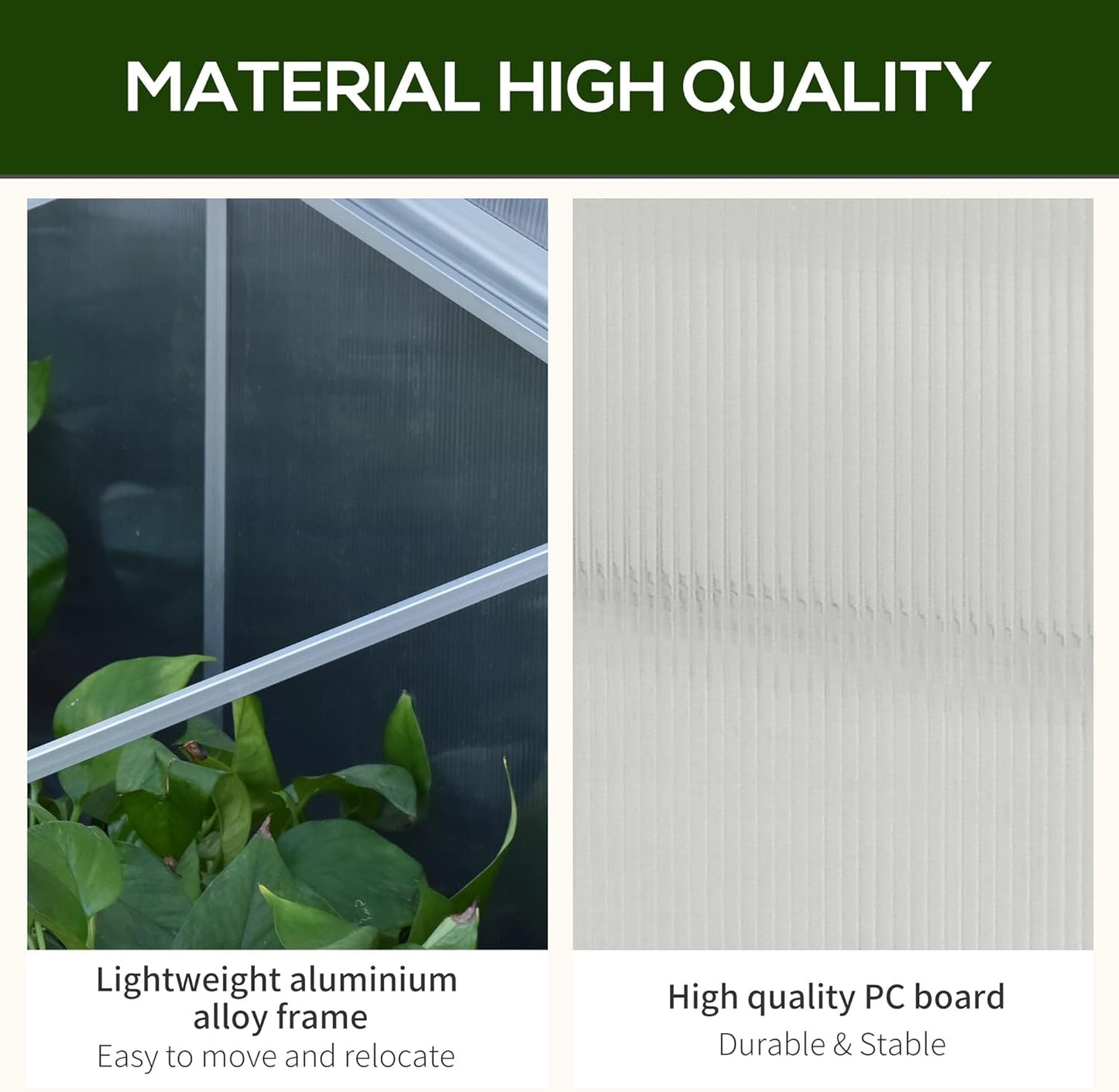 Aluminium Greenhouse Plants Raised Bed Vented Cold Frame Transparent