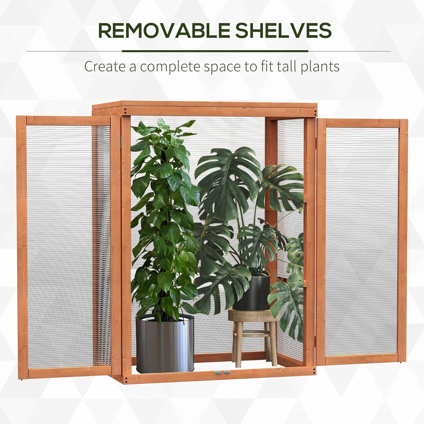 3-tier Wood Greenhouse Plant Storage Shelf Garden Cold Frame Grow House