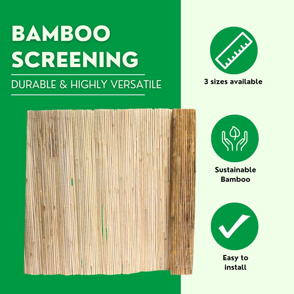 Natural Split Bamboo Reed Garden Screening for Privacy and Outdoor Fencing