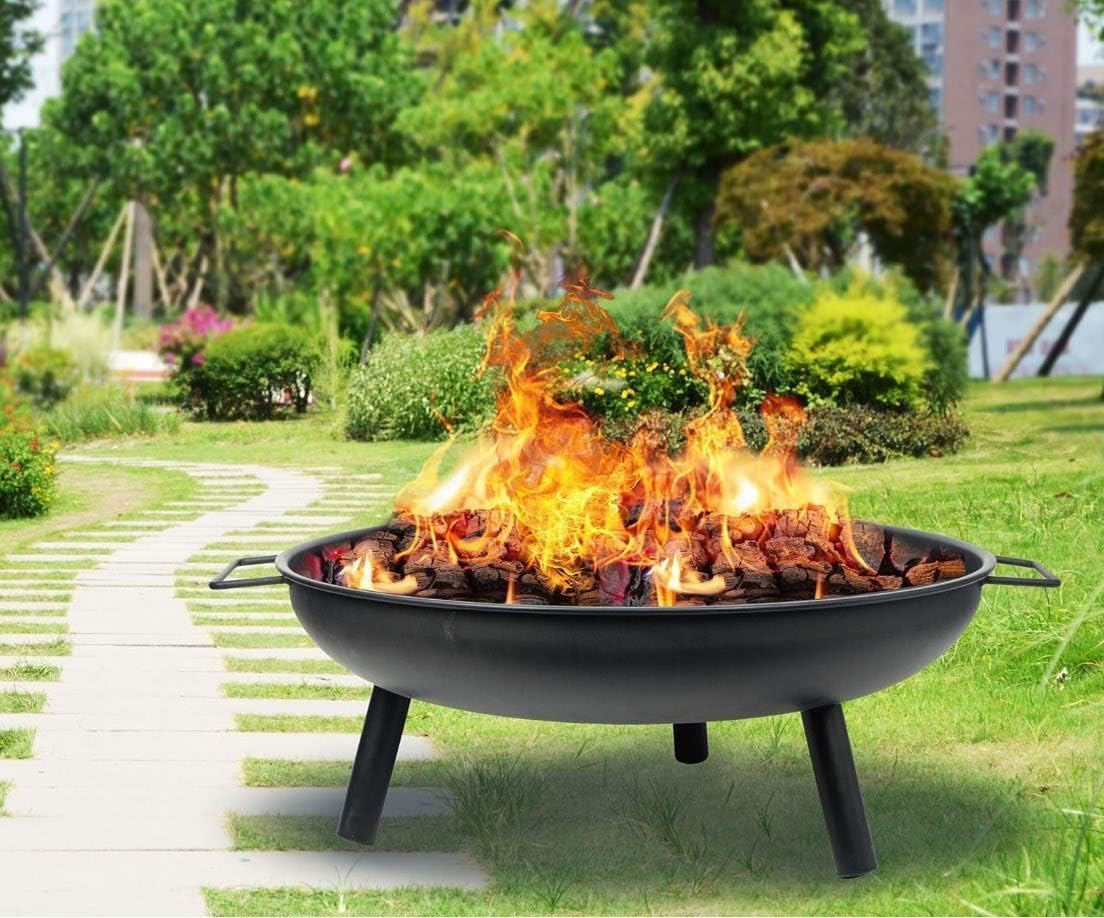 24" Round Fire Pit Folding Patio Garden Bowl Outdoor Camping Heater Log Burner