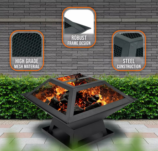 Outdoor Fire Pit and BBQ Grill Heater Camping Fire Bowl Pit Stove for Garden Portable Travel BBQ