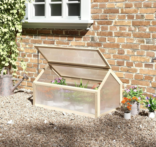 Wooden Cold Frame Polycarbonate Greenhouse with Openable Top Cover