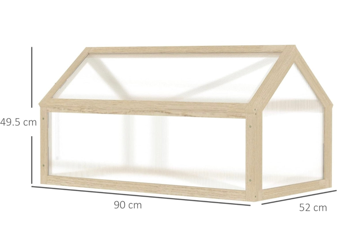 Wooden Cold Frame Polycarbonate Greenhouse with Openable Top Cover