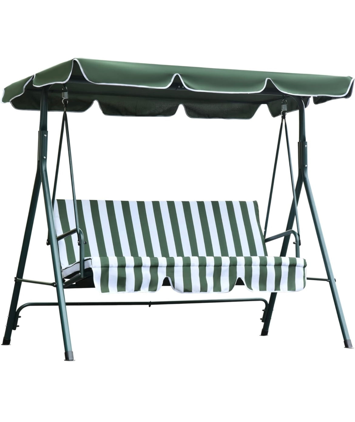 Outdoor 3 Seater Canopy Swing Chair Garden Bench with Adjustable Canopy and Metal Frame Blue