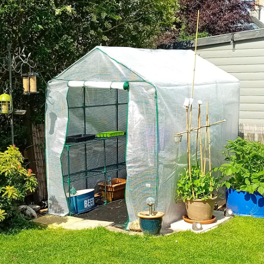 Outdoor White Plastic Polytunnel Greenhouse 143x143x195cm for Garden Grow House