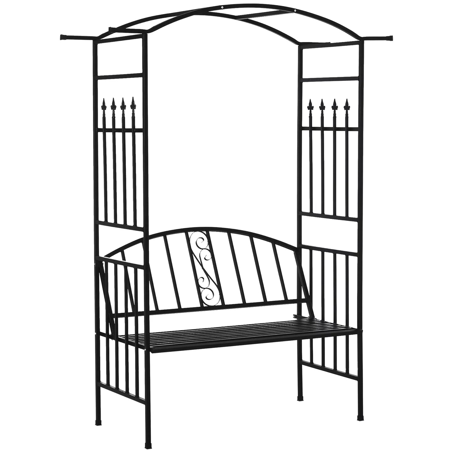 Garden Arbor Arch Metal Bench Loveseat Patio Outdoor Décor