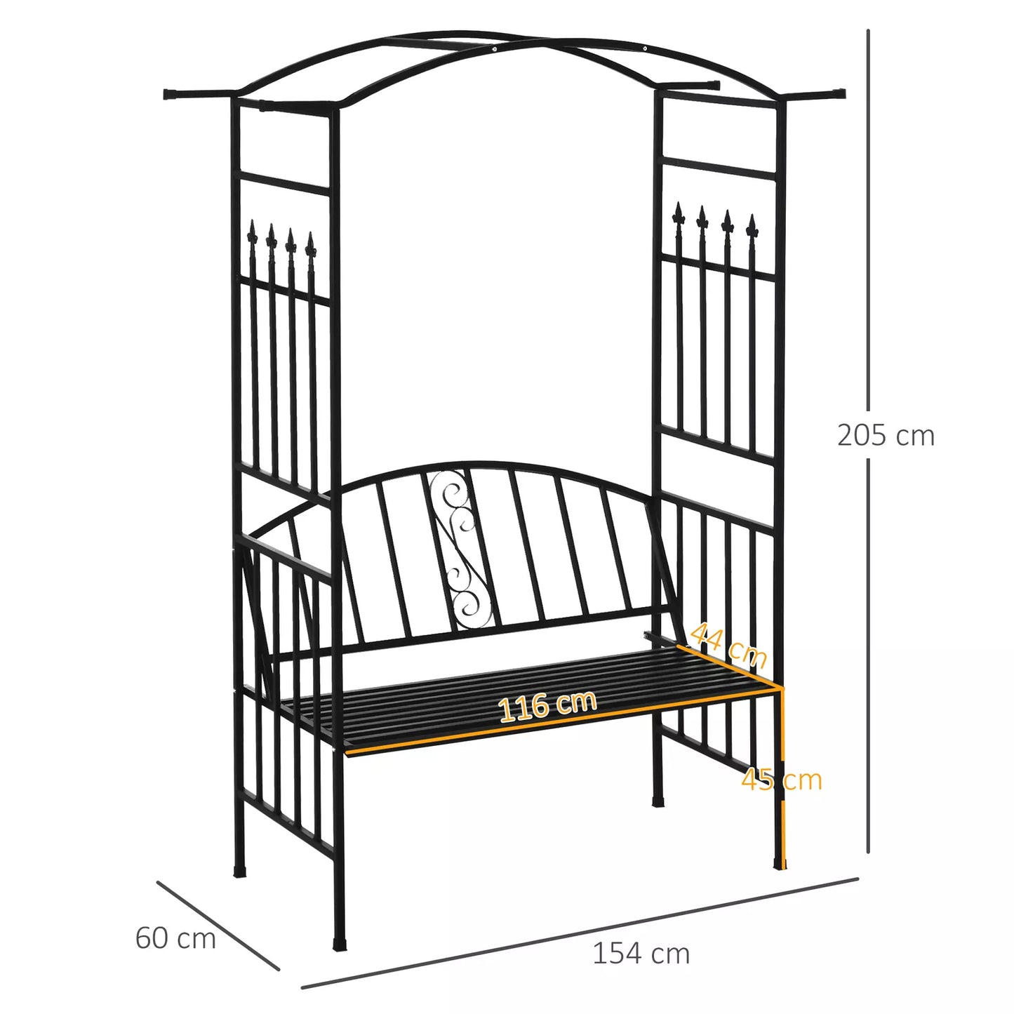 Garden Arbor Arch Metal Bench Loveseat Patio Outdoor Décor