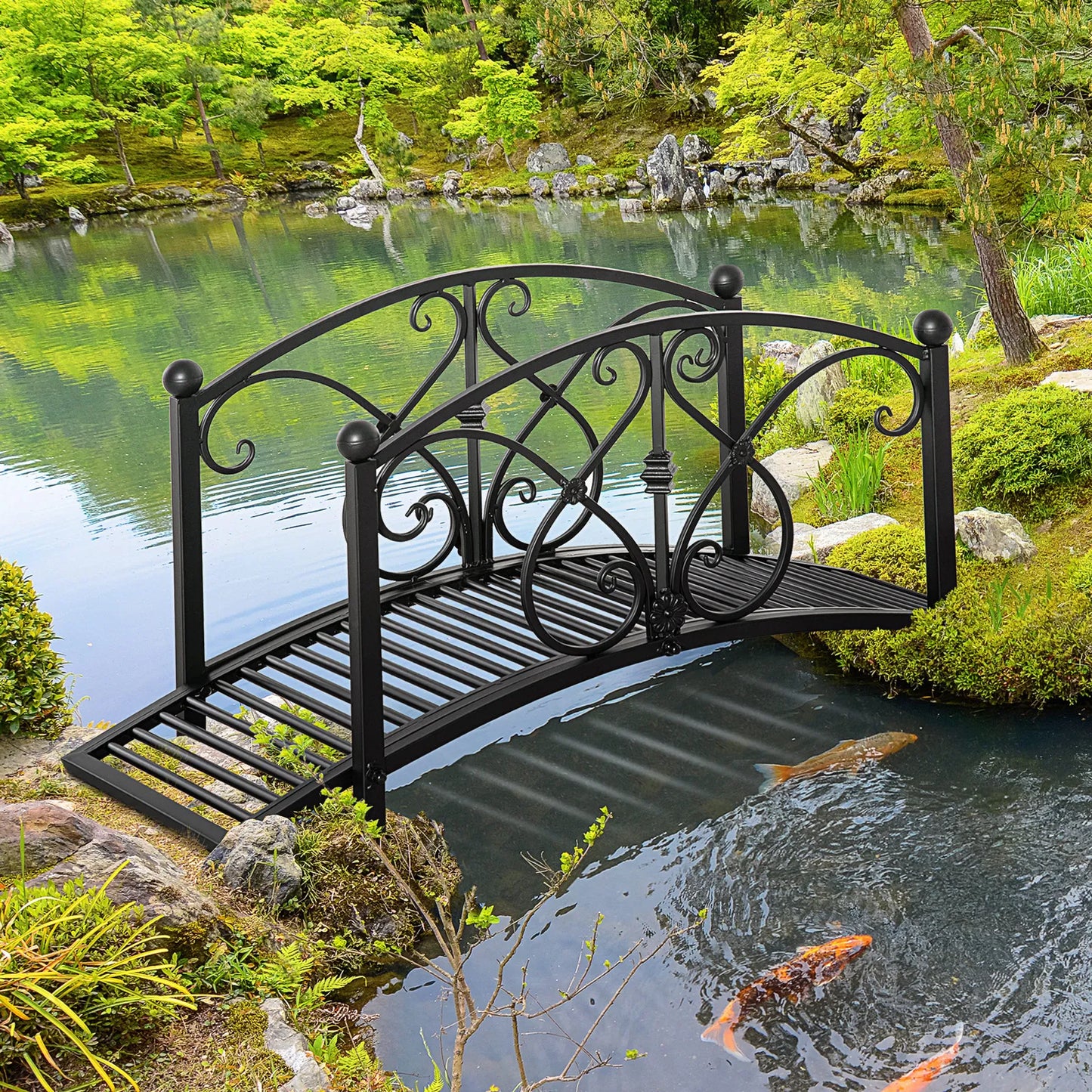 Decorative Elegant Garden Bridge with Railings for Creek Pond