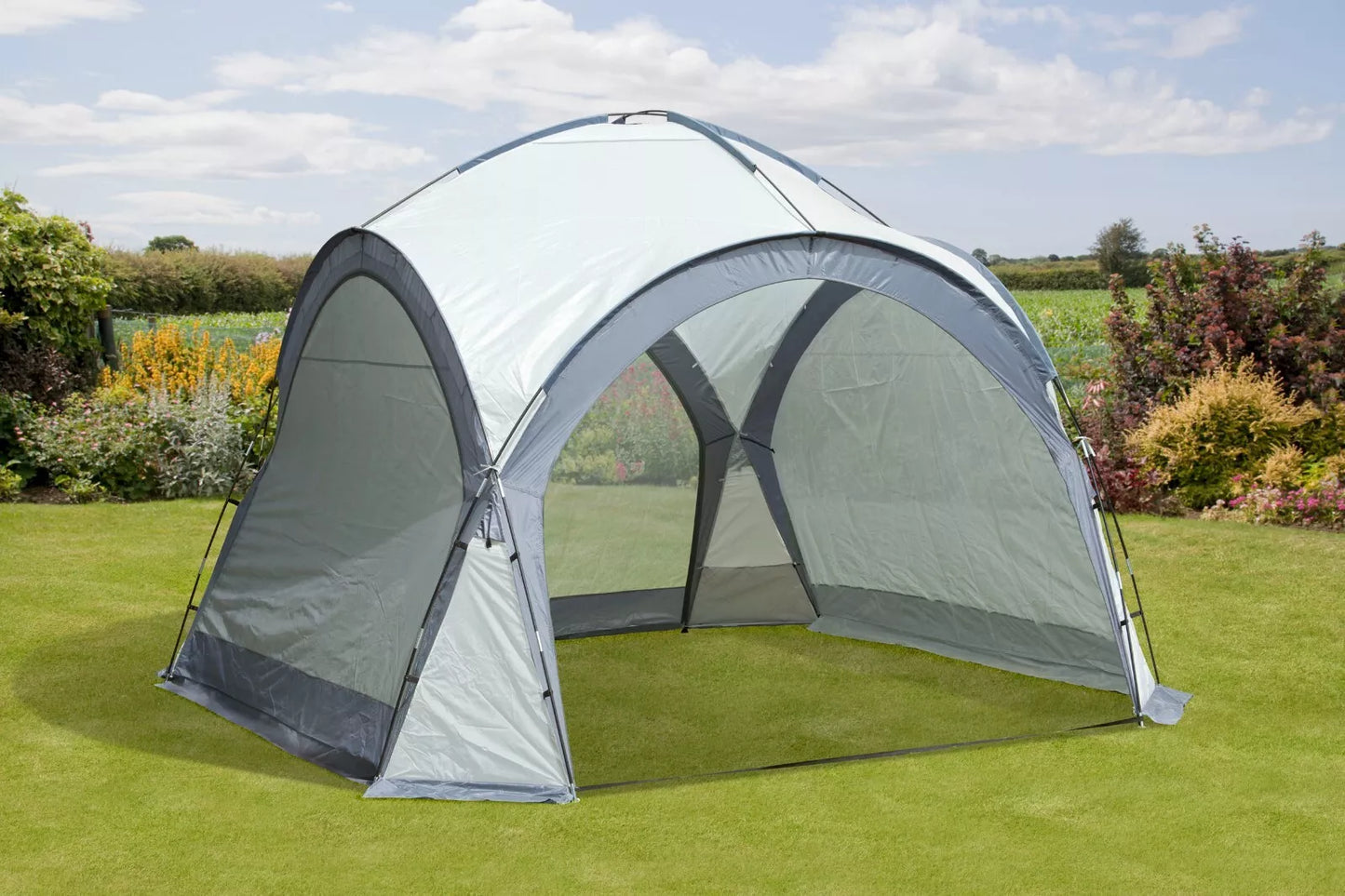 Garden Gazebo Dome Shelter - Party Tent with 4 Mesh Walls and 2 Sun Shade Walls