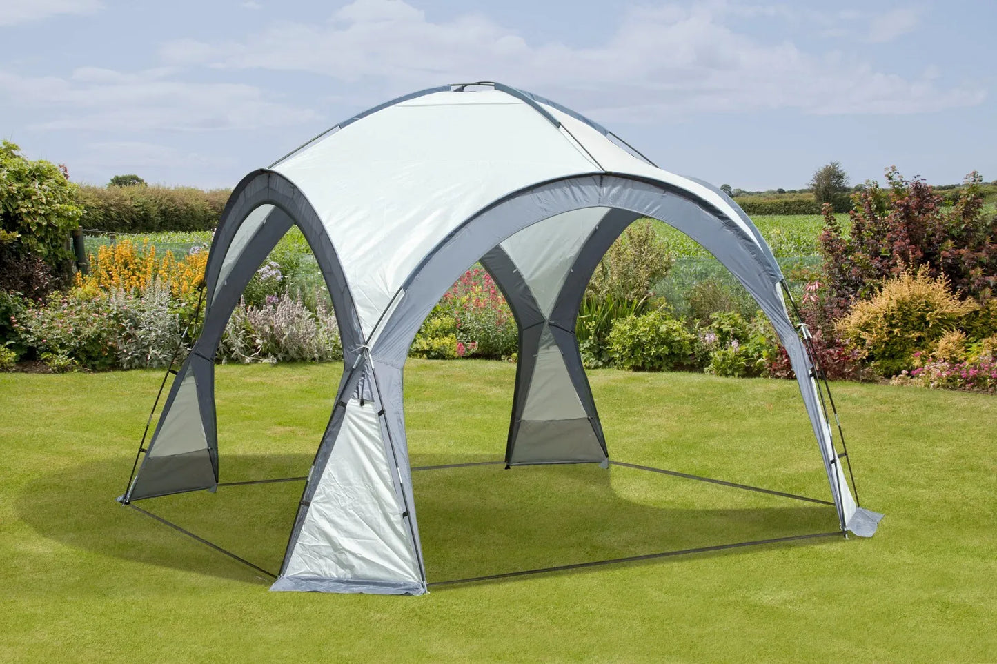 Garden Gazebo Dome Shelter - Party Tent with 4 Mesh Walls and 2 Sun Shade Walls