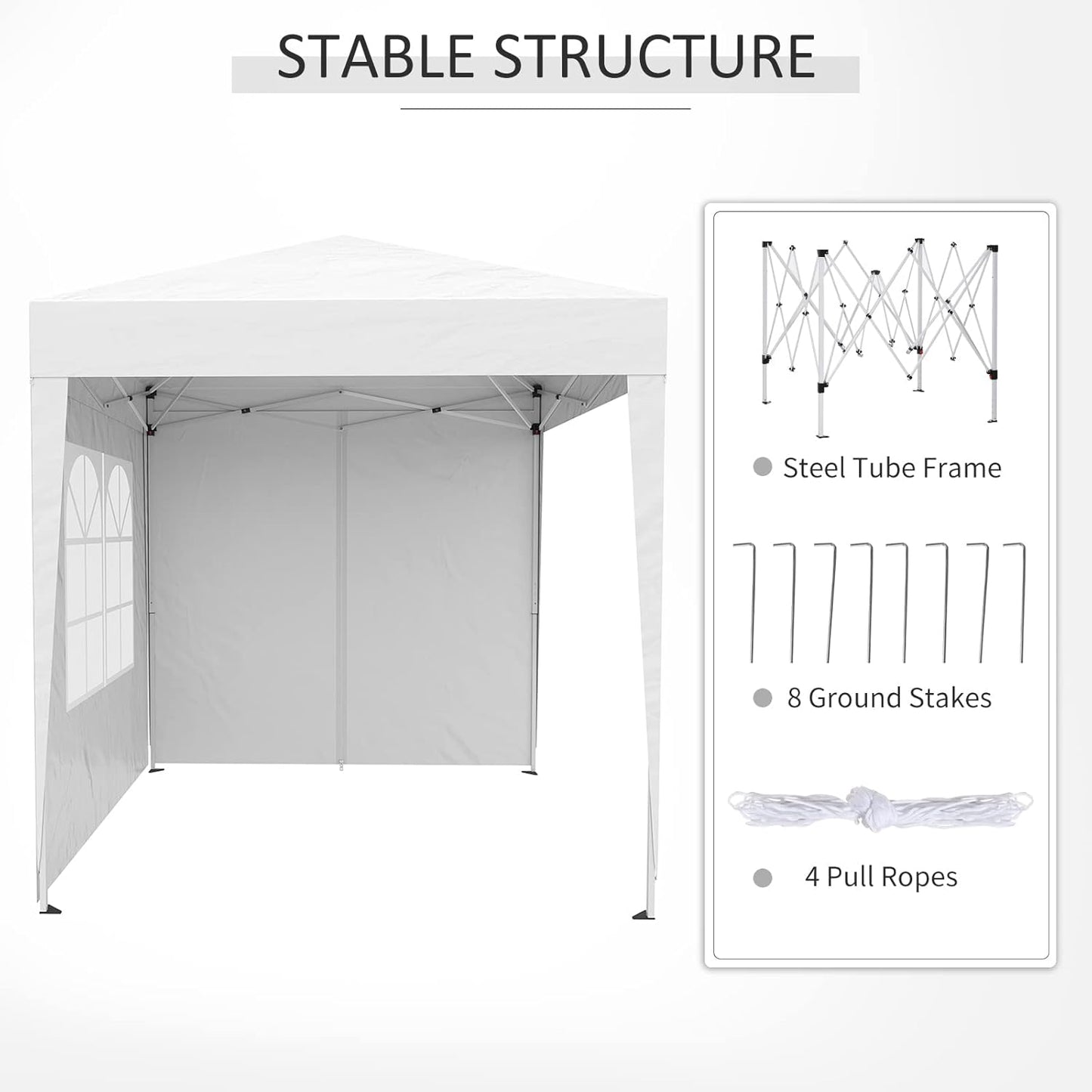 2mx2m Pop Up Gazebo Party Tent Canopy Marquee with Storage Bag