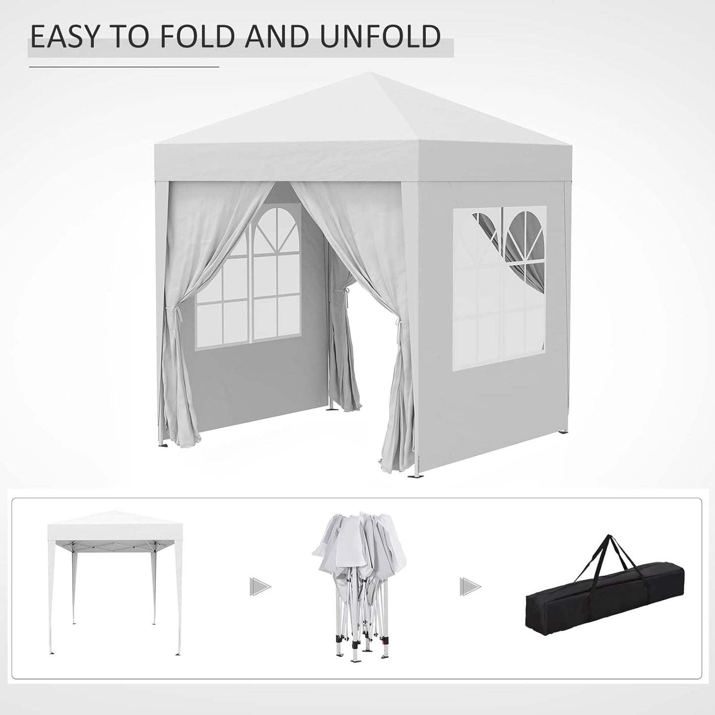 2mx2m Pop Up Gazebo Party Tent Canopy Marquee with Storage Bag