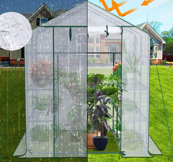 Outdoor White Plastic Polytunnel Greenhouse 143x143x195cm for Garden Grow House