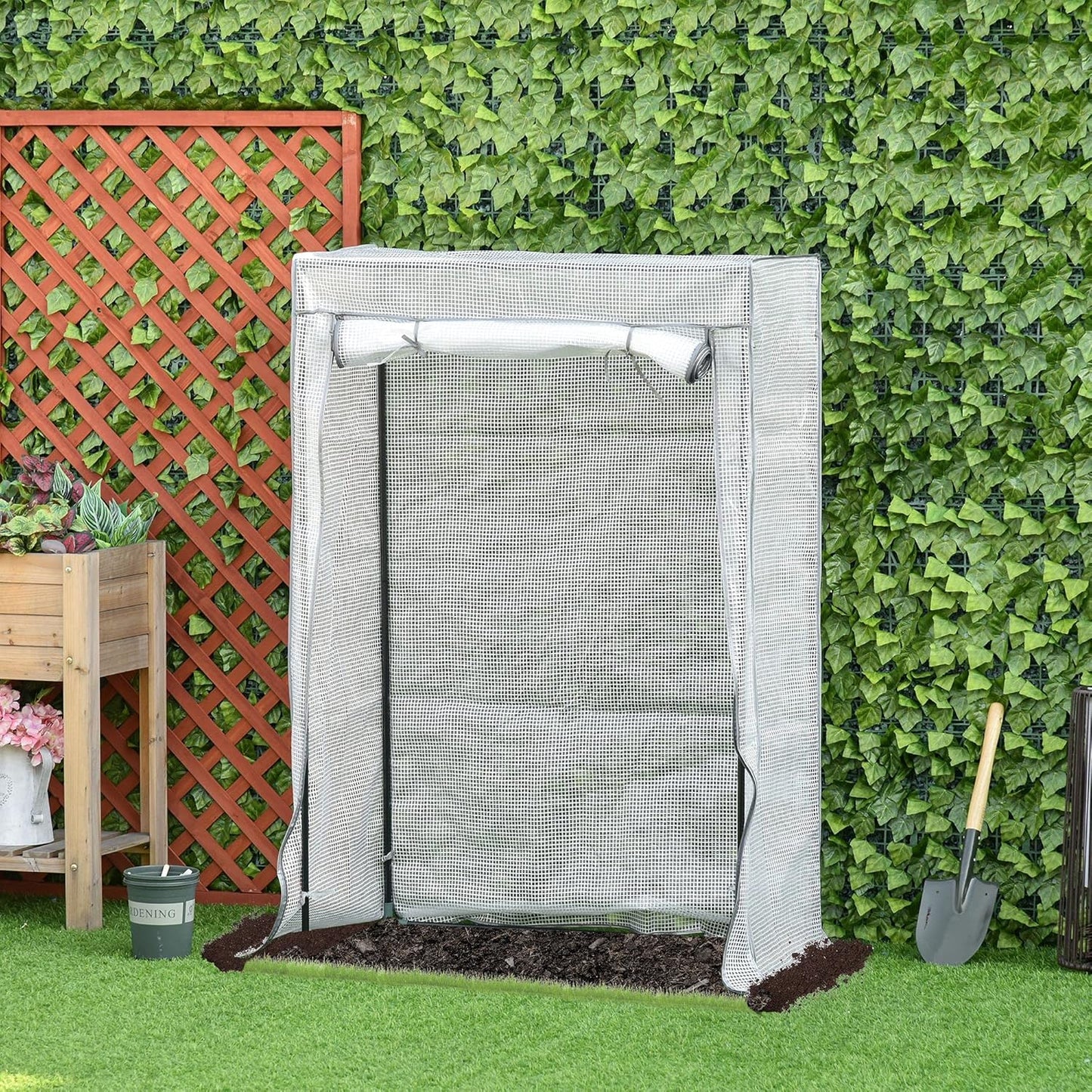 Compact 100 x 50 x 150cm Tomato Greenhouse with Roll-up Door and PE Cover for Outdoor