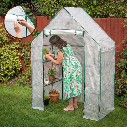 3-Tier Walk-In Medium Greenhouse with 6 Shelves for Extra Storage