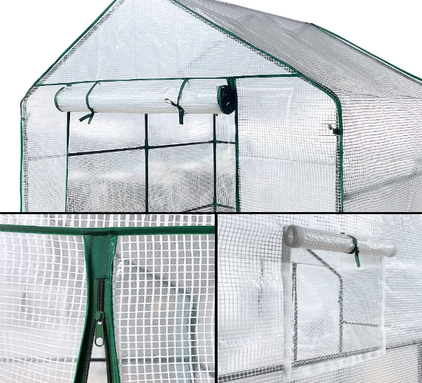 Outdoor White Plastic Polytunnel Greenhouse 143x143x195cm for Garden Grow House