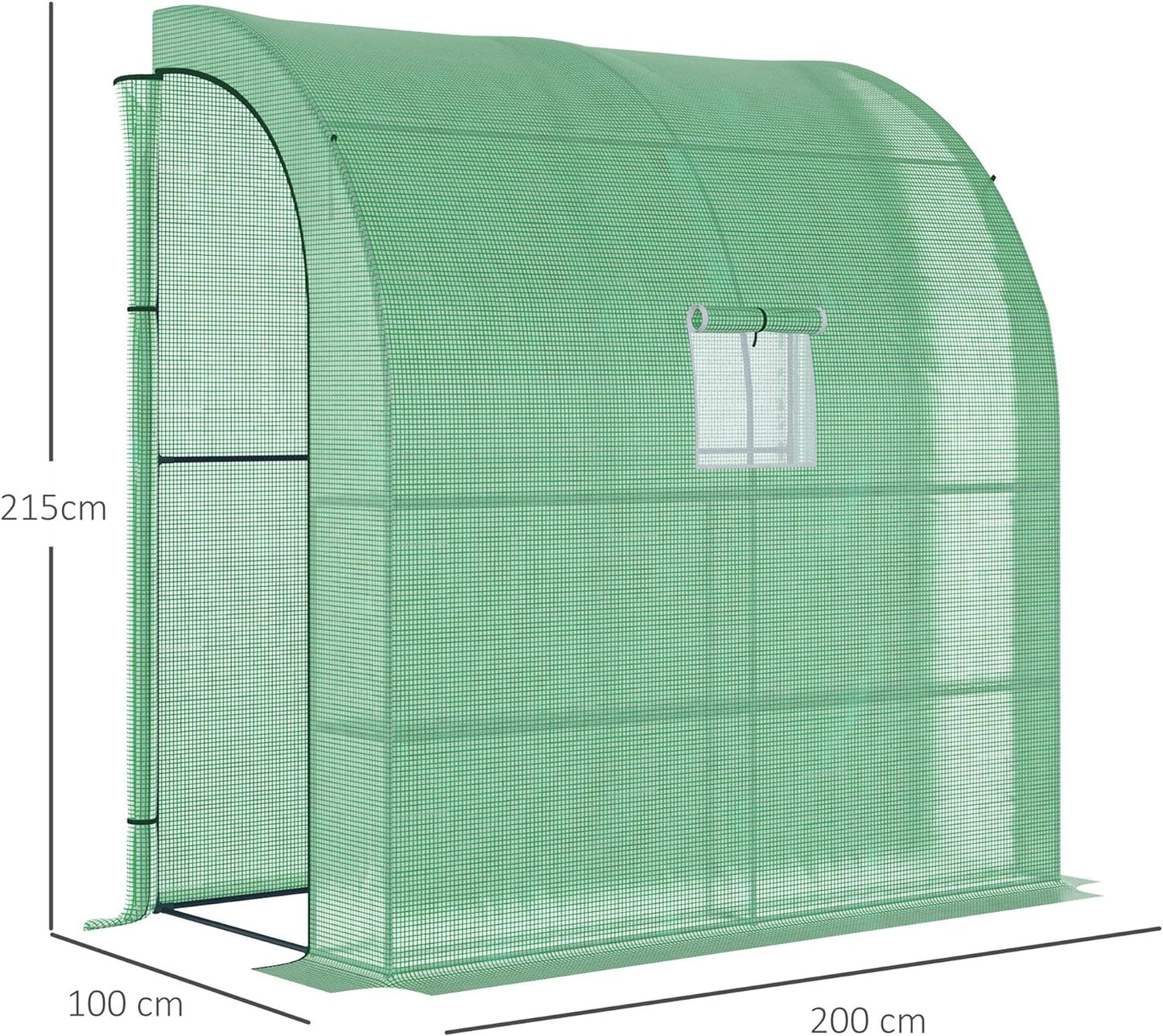 Walk-In Lean to Wall Greenhouse with Windows and Doors 2 Tiers 4 Wired Shelves for Garden