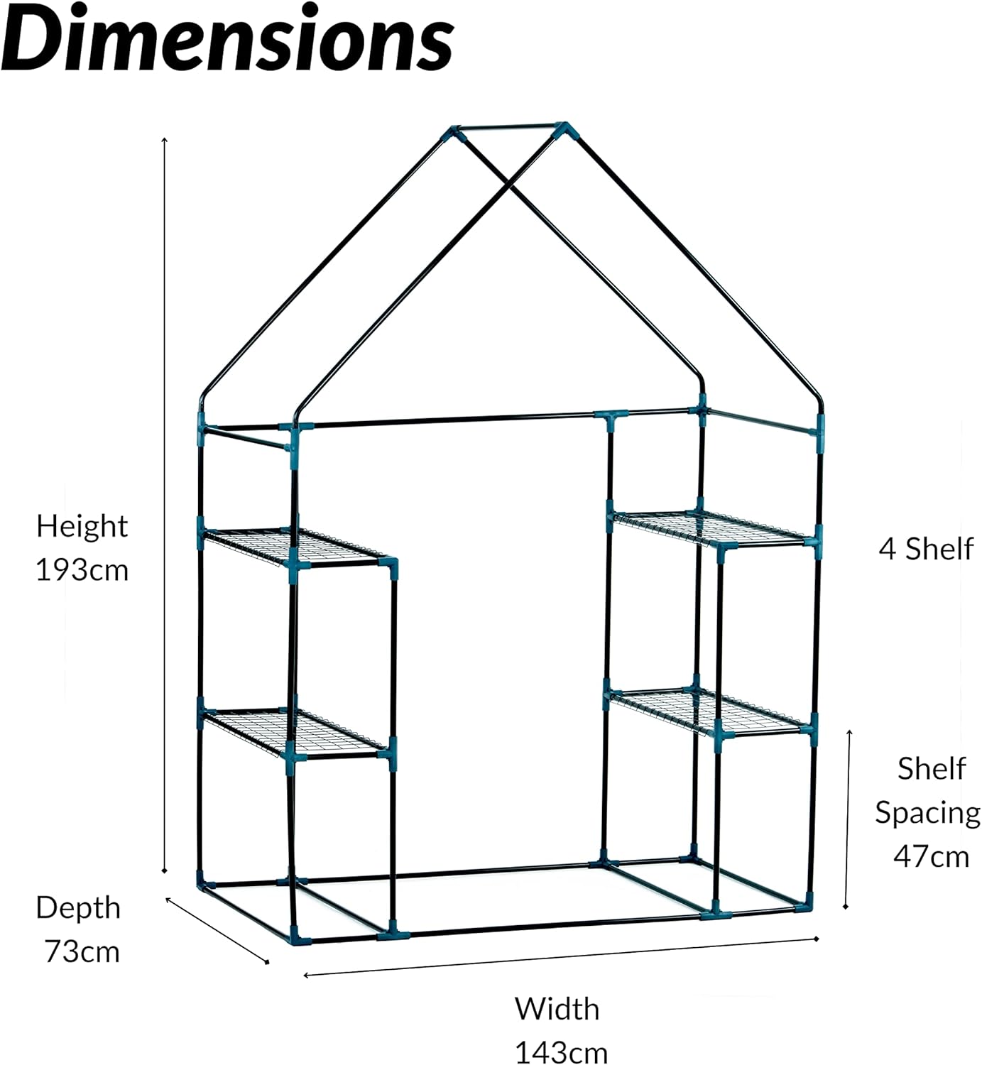 3-Tier Walk-In Medium Greenhouse with 6 Shelves for Extra Storage