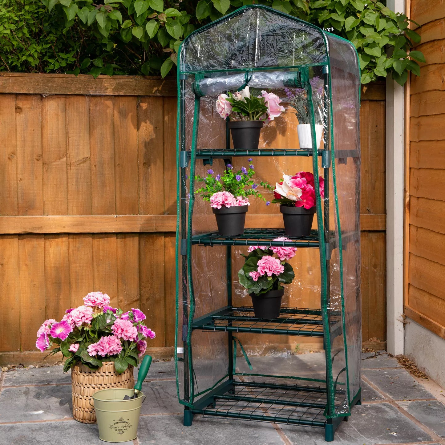 Mini Greenhouse Plastic 4 Shelves with Strong Weatherproof Reinforced Cover