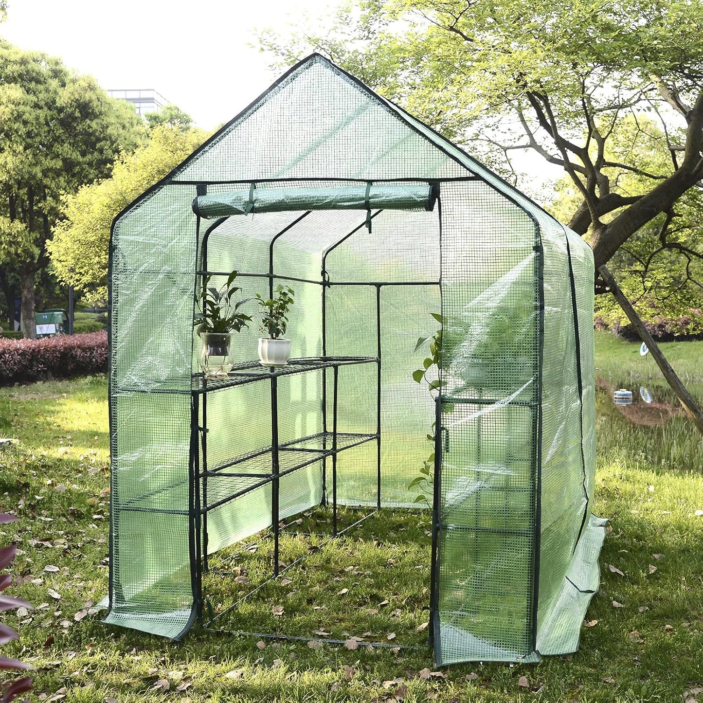 Garden Walk-In Plastic Greenhouse for Vegetables, Fruits, Flowers