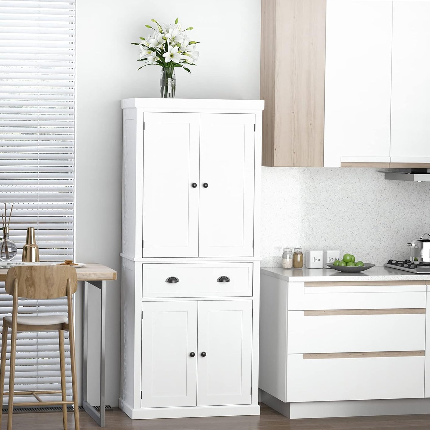 Freestanding Kitchen Cupboard Tall Storage Unit Pantry Utility Cabinet