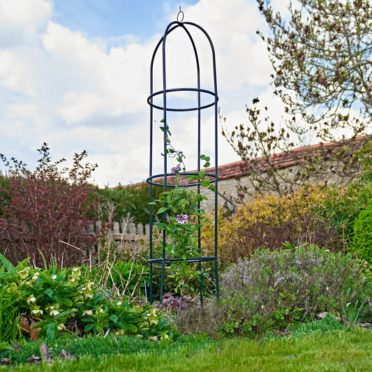 Metal Garden Obelisk - 1.9m Steel Frame Trellis for Climbing Plants, Vines, and Floral Décor