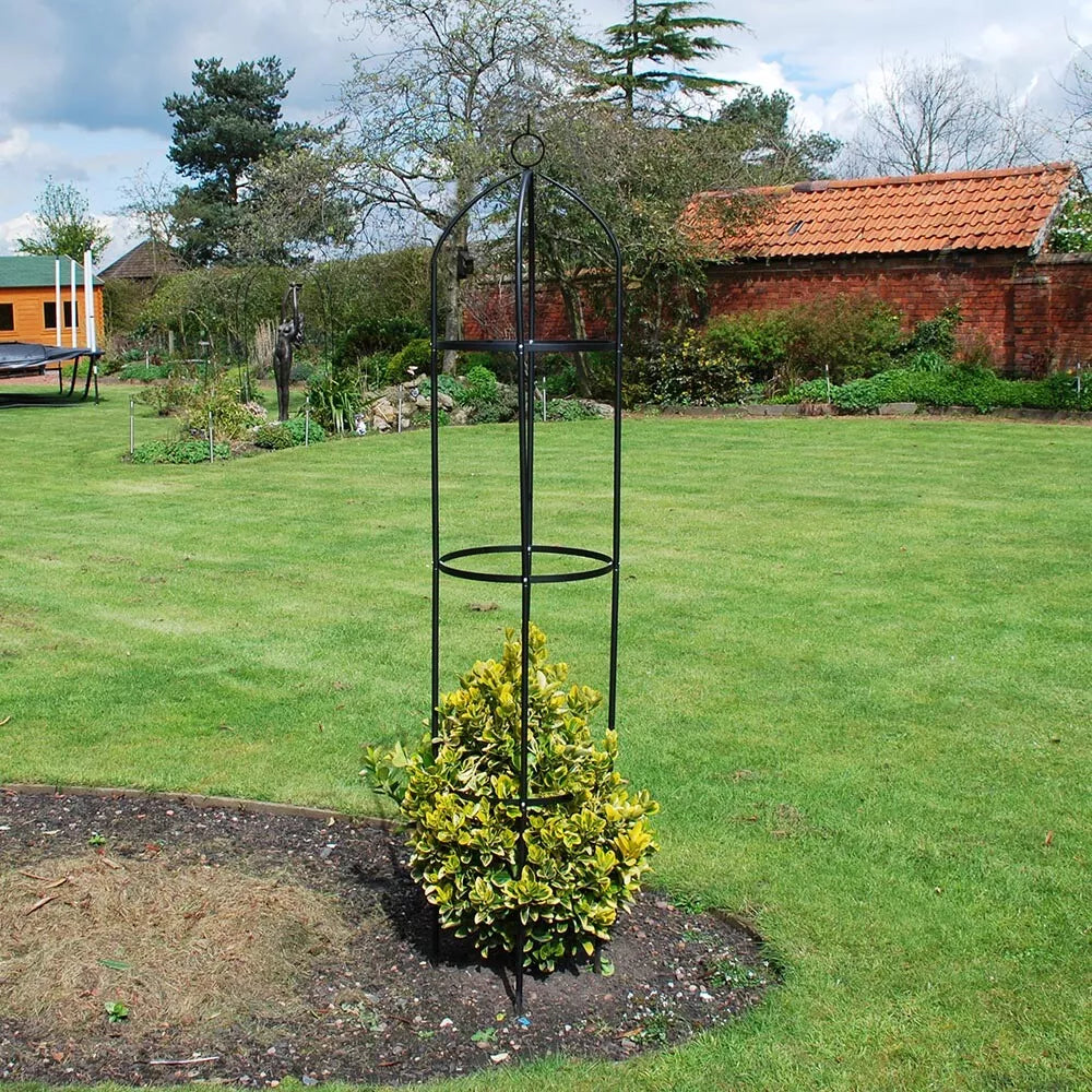 Metal Garden Obelisk - 1.9m Steel Frame Trellis for Climbing Plants, Vines, and Floral Décor