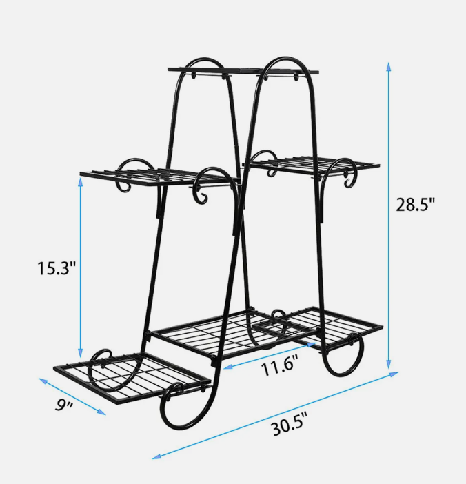 Plant Stand with 3 Layers and 6 Flower Pots Shelf Display Rack