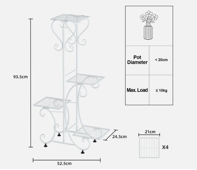 Outdoor Indoor Metal Plant Stand Planter Flower Pot Garden Shelf Shelving for Outdoor/Indoor