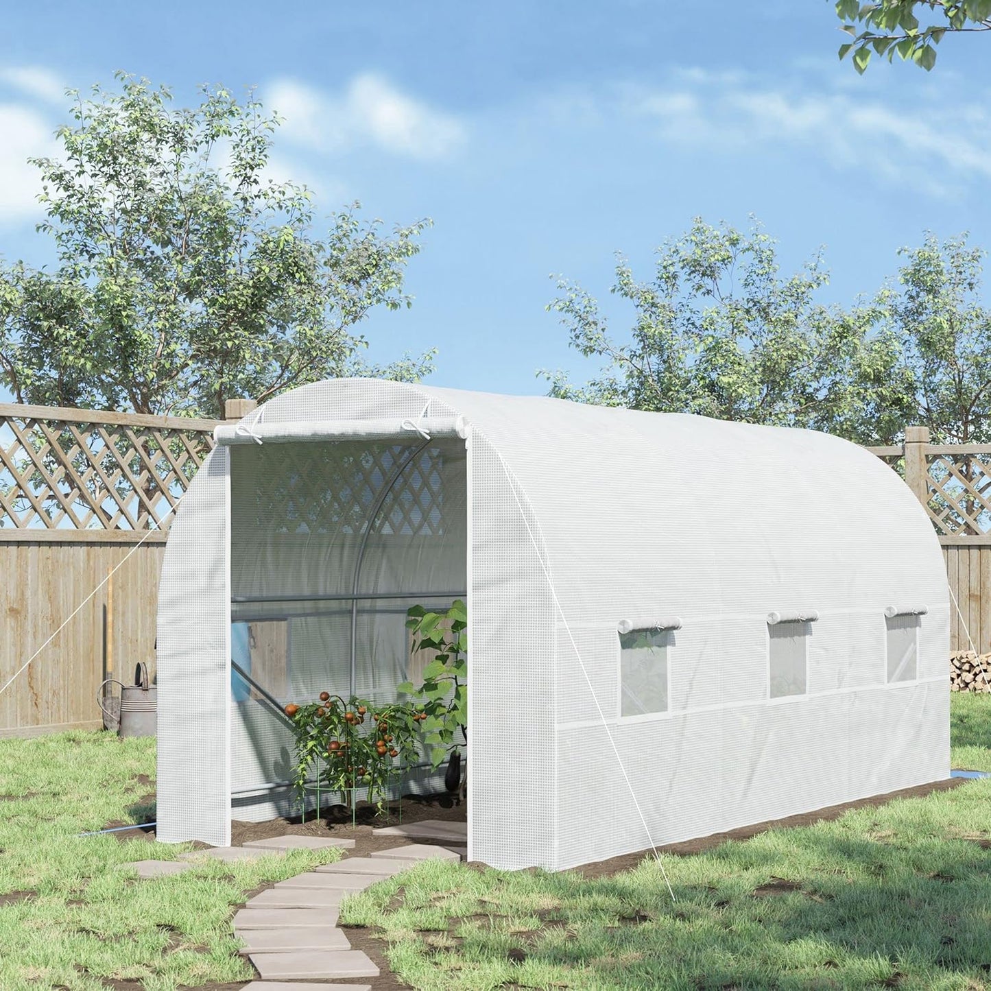 4x2 Meter Walk-in Polytunnel Greenhouse for Garden, Galvanized Steel