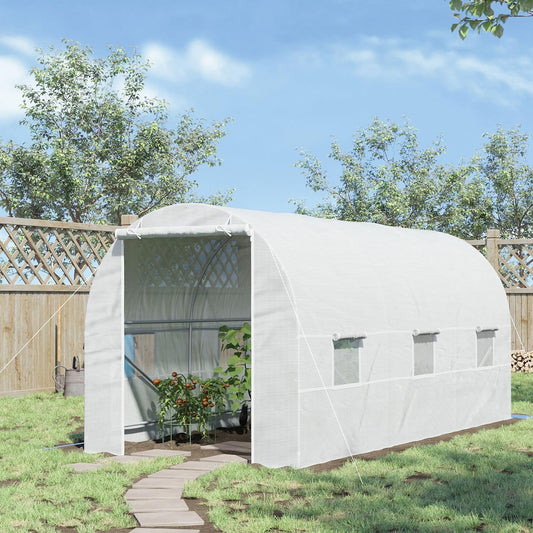 4x2 Meter Walk-in Polytunnel Greenhouse for Garden, Galvanized Steel