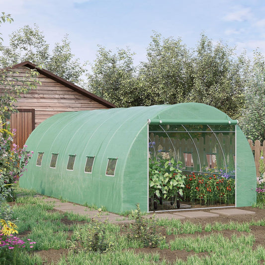 6m x 3m x 2m Walk-In Greenhouse Polytunnel for Outdoor Garden Flowers and Vegetables (25mm Frame)