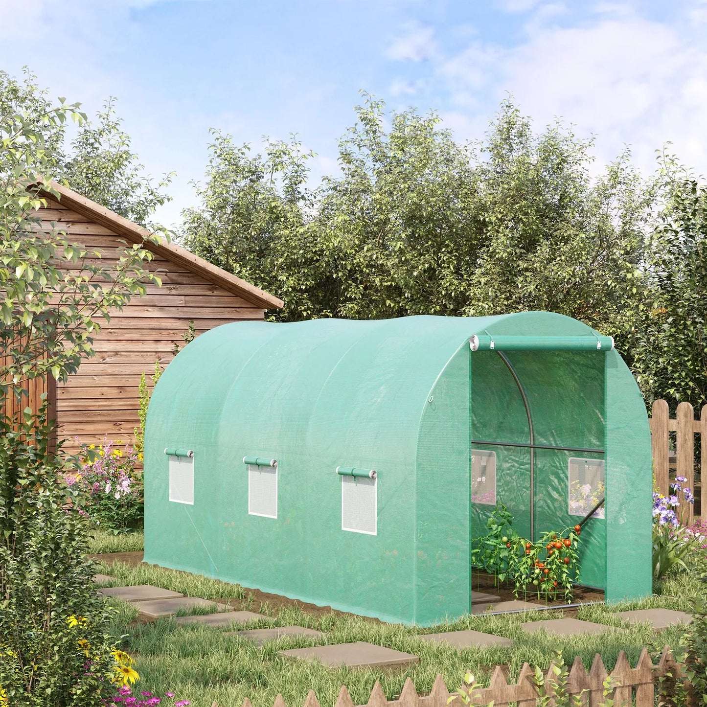 4x2 Meter Walk-in Polytunnel Greenhouse for Garden, Galvanized Steel