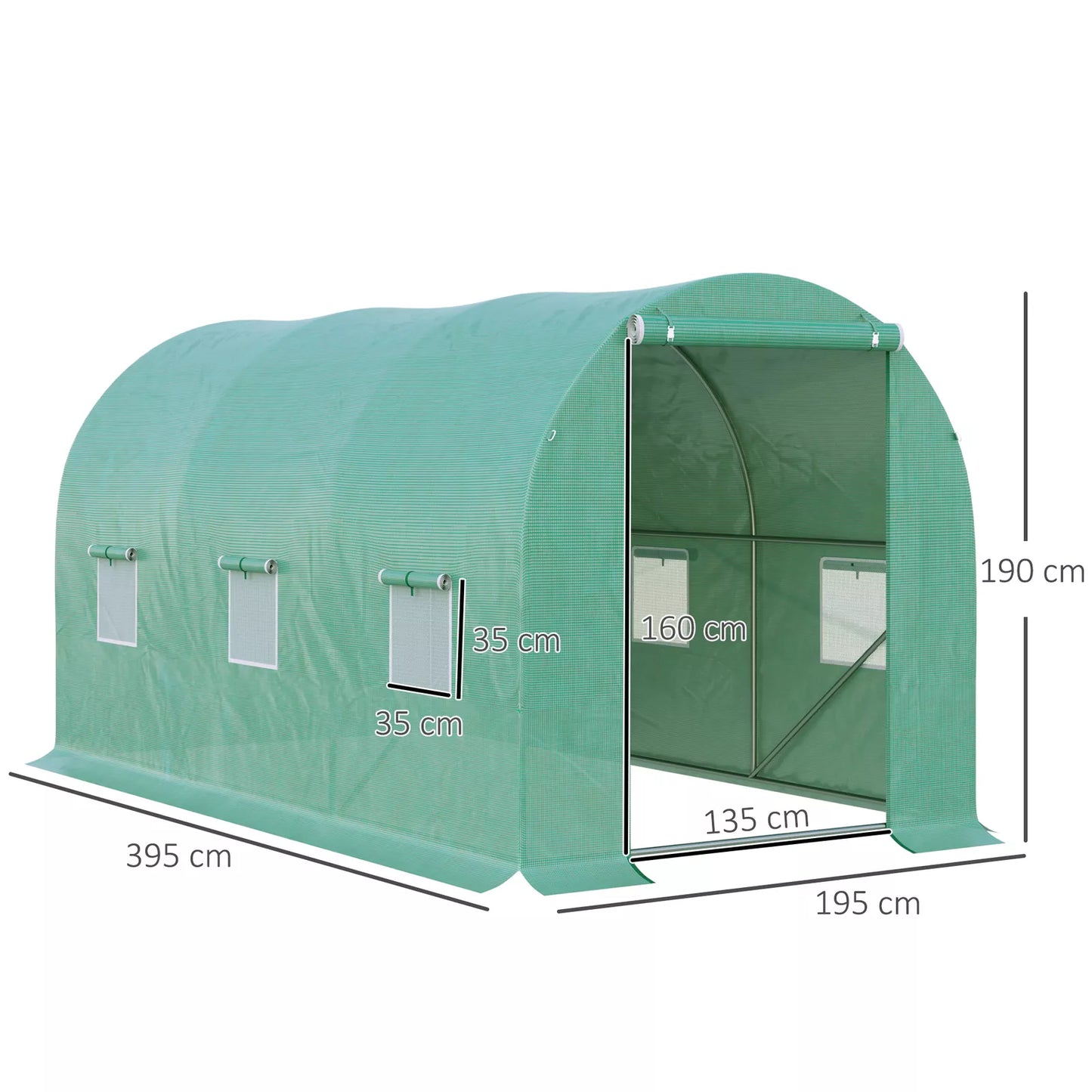 4x2 Meter Walk-in Polytunnel Greenhouse for Garden, Galvanized Steel