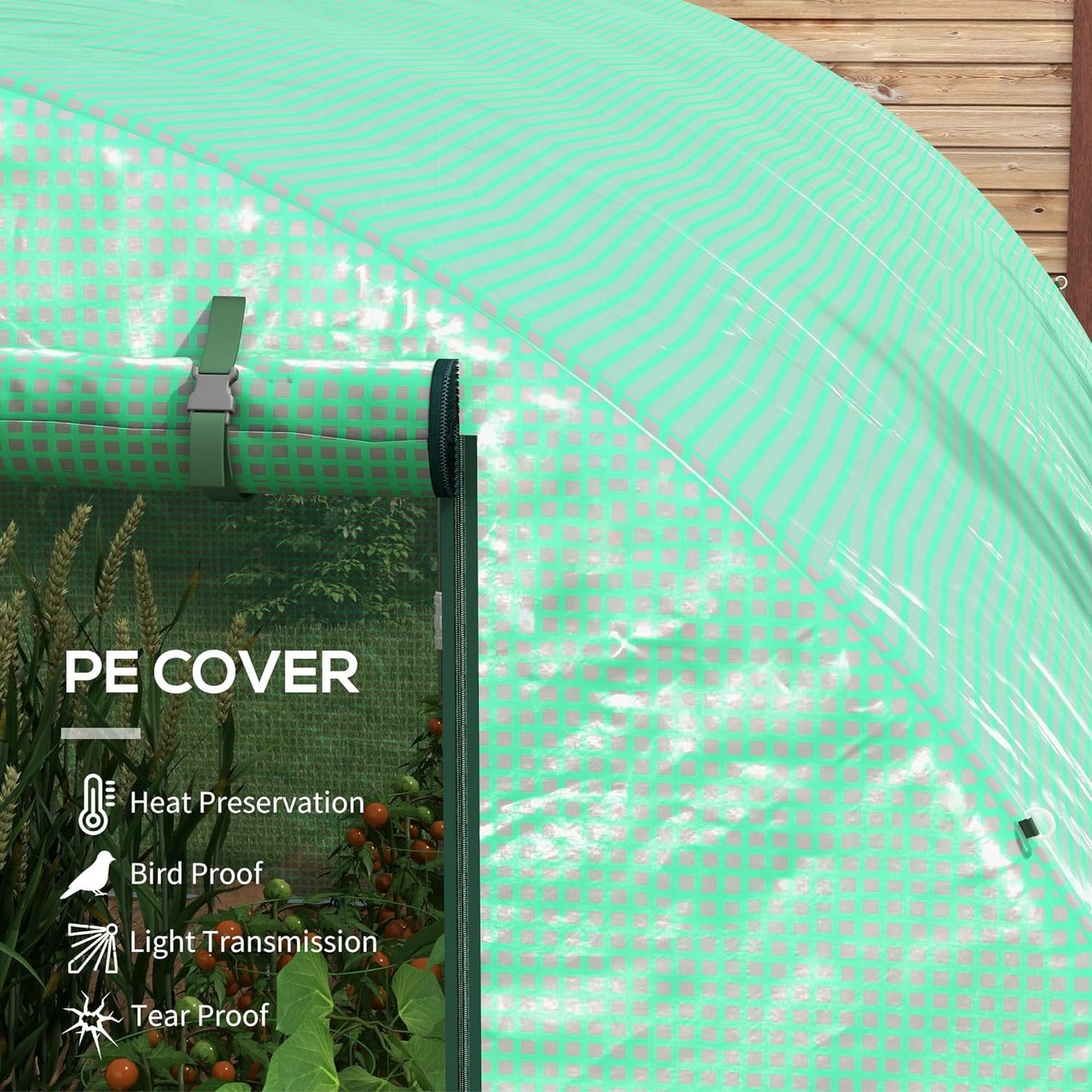 3 x 2 M Walk in Polytunnel Greenhouse Galvanized Steel w/ Zipped Door