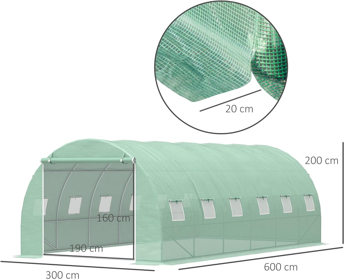 6m x 3m x 2m Walk-In Greenhouse Polytunnel for Outdoor Garden Flowers and Vegetables (25mm Frame)