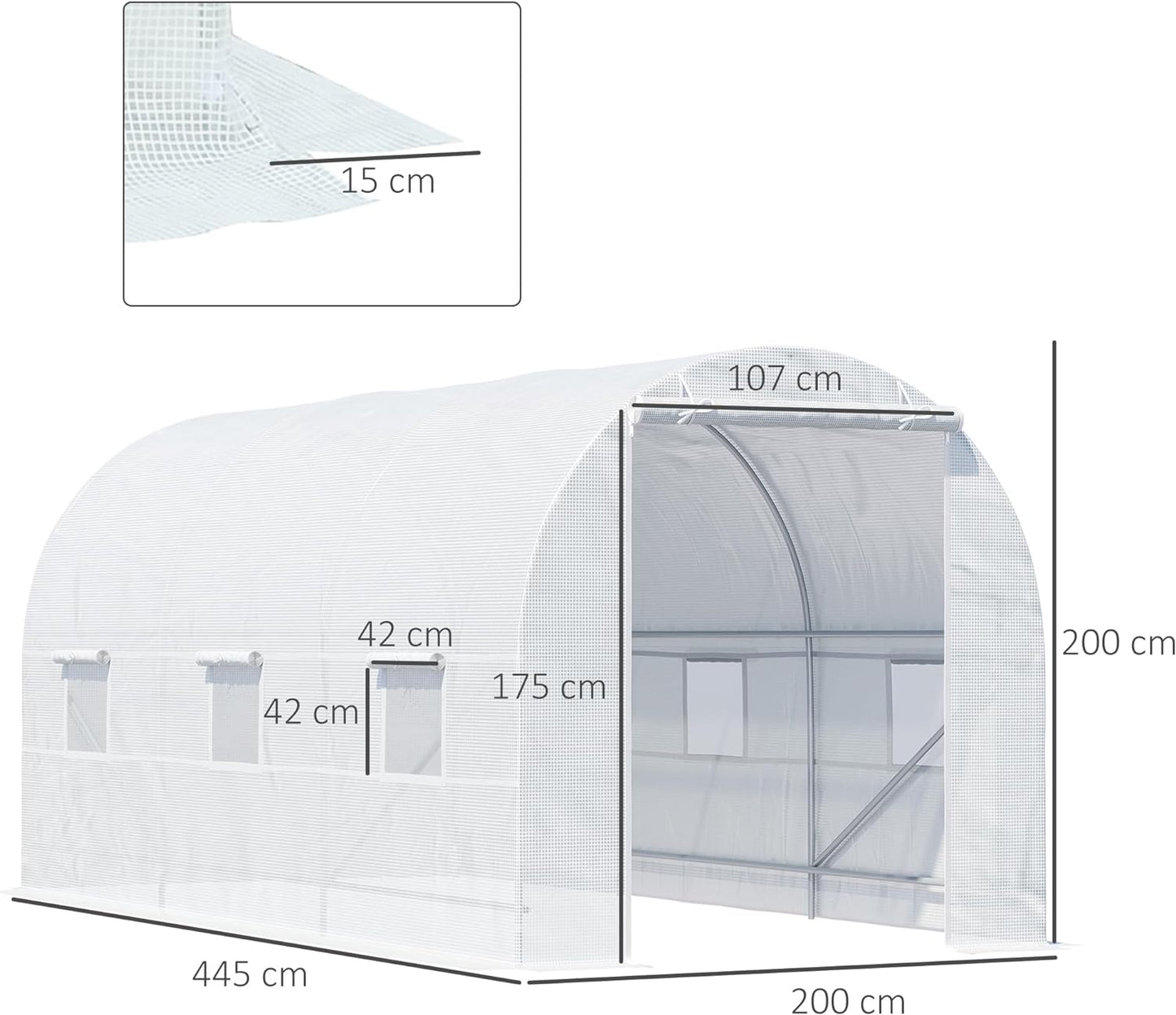 4x2 Meter Walk-in Polytunnel Greenhouse for Garden, Galvanized Steel