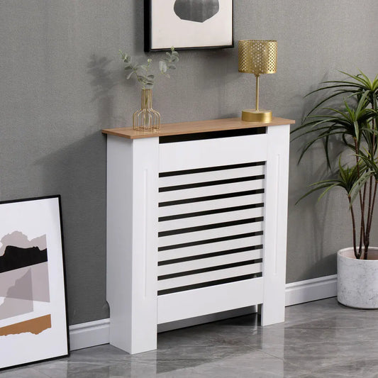 Radiator Cover Modern Horizontal Slat Grill MDF Cabinet White/Oak