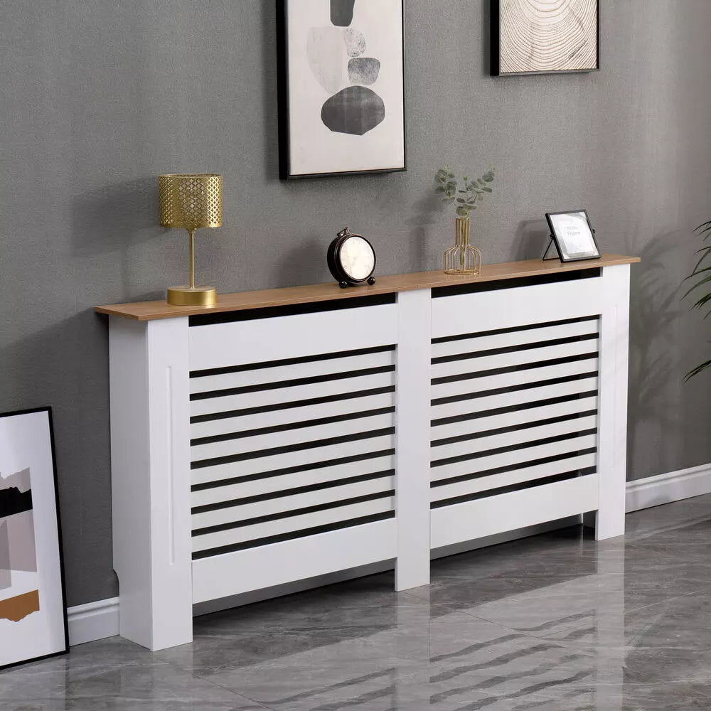 Radiator Cover Modern Horizontal Slat Grill MDF Cabinet White/Oak