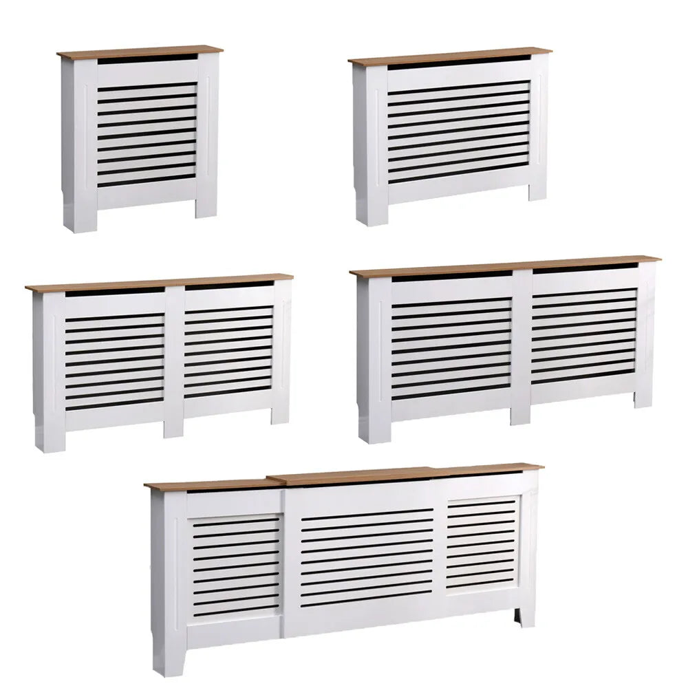 Radiator Cover Modern Horizontal Slat Grill MDF Cabinet White/Oak