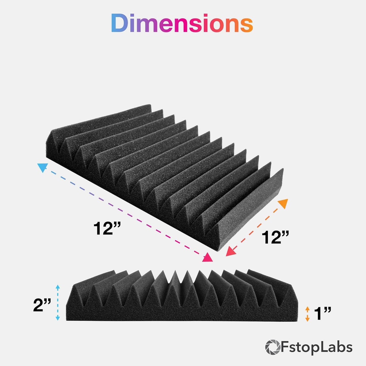 Acoustic Foam Panels, 1" X 12" X 12", High-Density Soundproofing for Enhanced Acoustics and Audio Quality